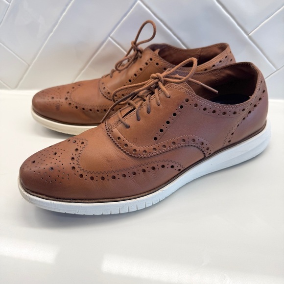 Cole Haan Men's Miles Leather Wingtip Oxford Shoes Brown 11.5 M Slip Resistant - Picture 5 of 11